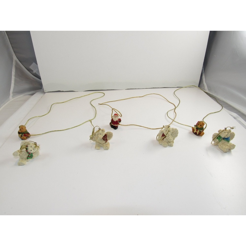 Set of 6 Mini Christmas Ornaments Angel Teddy Bear Santa Holiday Decor